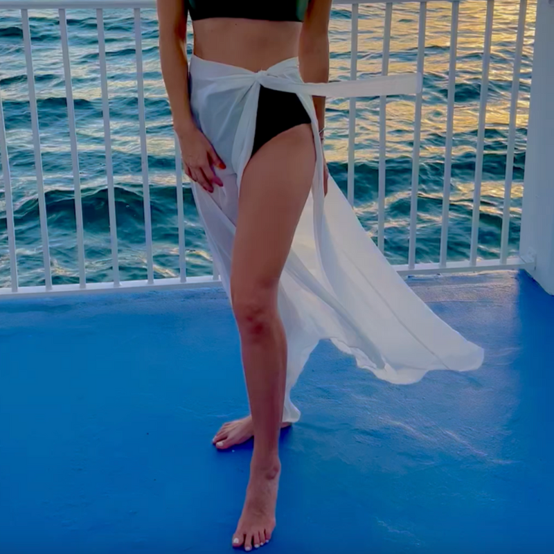 Swimwear Cover Up Wrap Skirt White